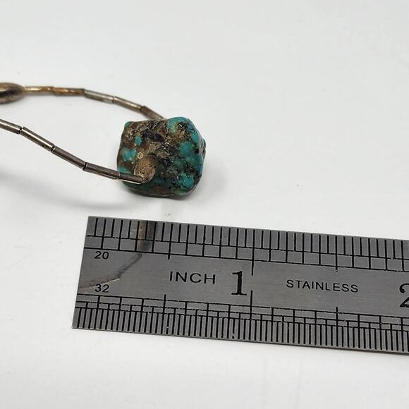 Sterling Silver Antique Vintage Genuine Raw Turquoise Necklace - Picture 4 of 6